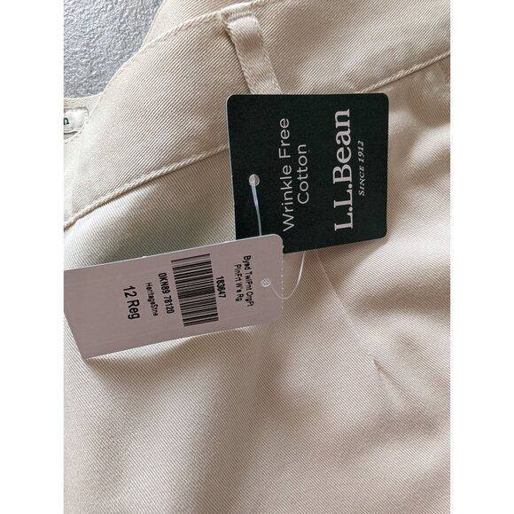L.L.Bean Womens Wrinkle-Free Cotton Original Fit Pants Size 12 Regular Beige - Picture 3 of 8
